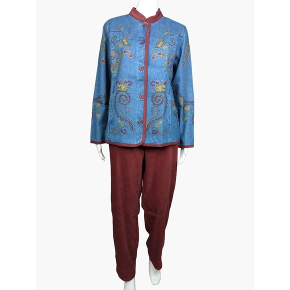 Vintage Denim & Co Embroidered Jeans And Jacket Small Women New 2 pc set